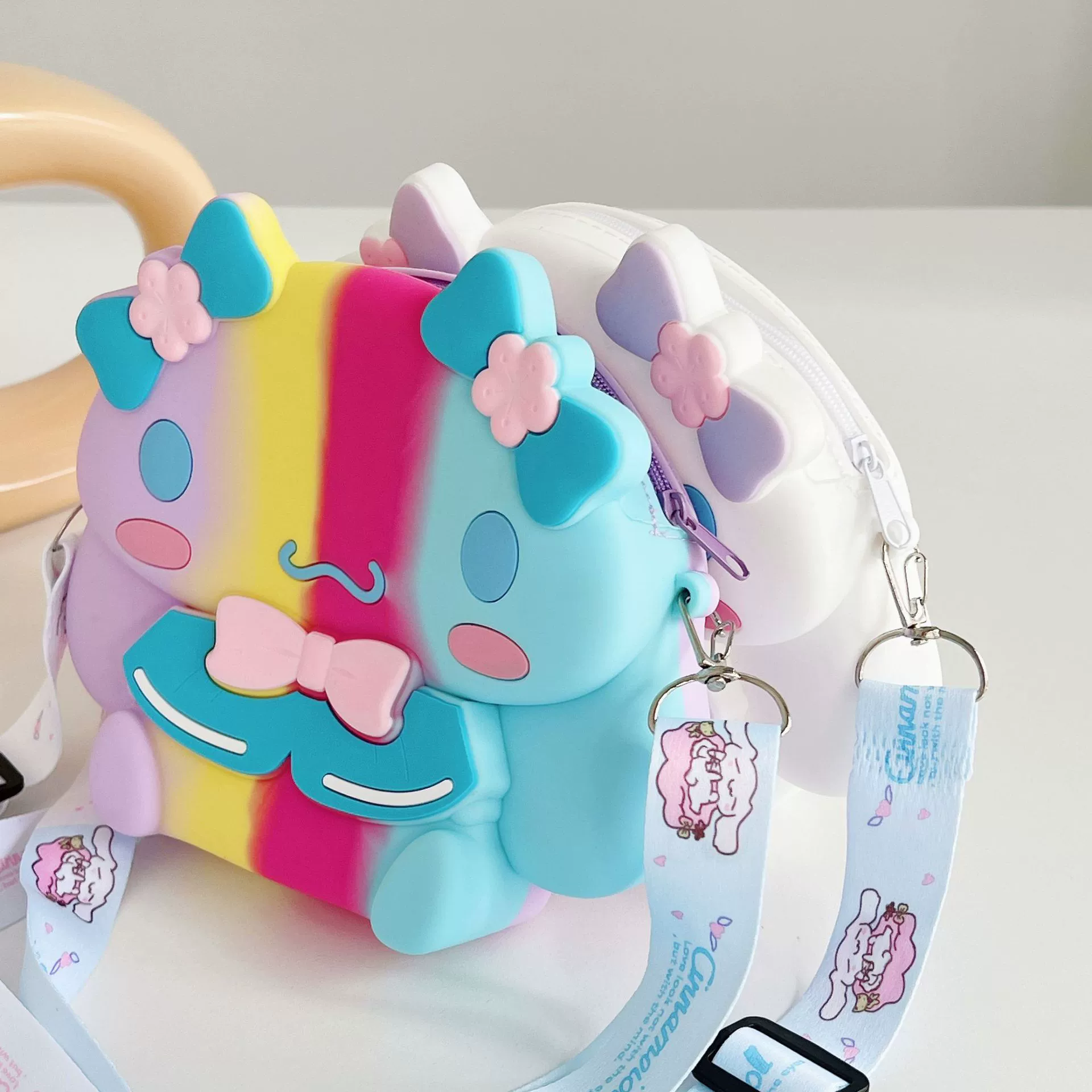 Sanrio, cartoon wallet, silicone card holder, one-shoulder bag