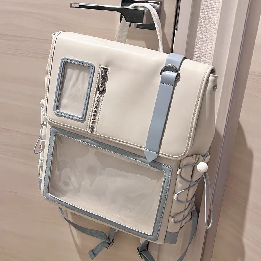 Original design clear sky milk cover daily pain bag large food intake double pain window shoulder bag can tie pain shoulder Japanese