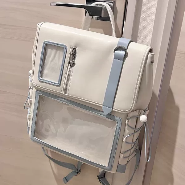 Original design clear sky milk cover daily pain bag large food intake double pain window shoulder bag can tie pain shoulder Japanese