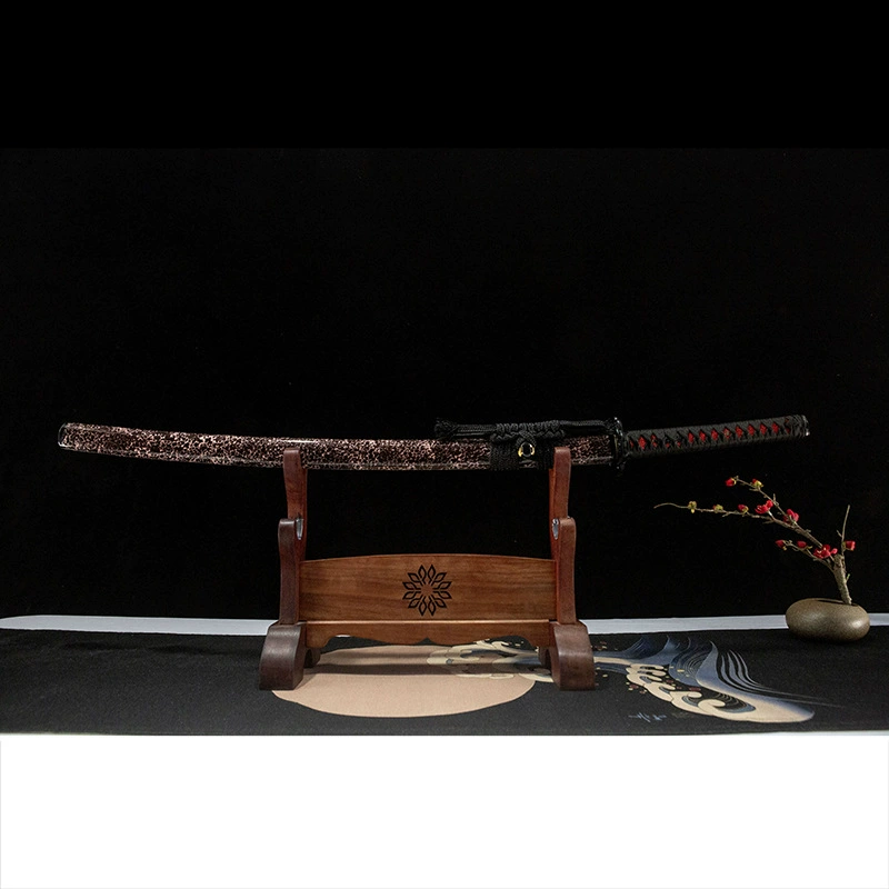 Катана Longquan ручной работы, дамасская узорная сталь, общая длина 102 см, ножны из дерева