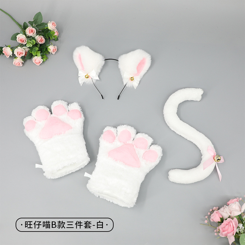 Entrega de una sola pieza lindo gato Cosplay accesorios orejas de gato diadema garra de gato guantes cola de gato accesorios traje