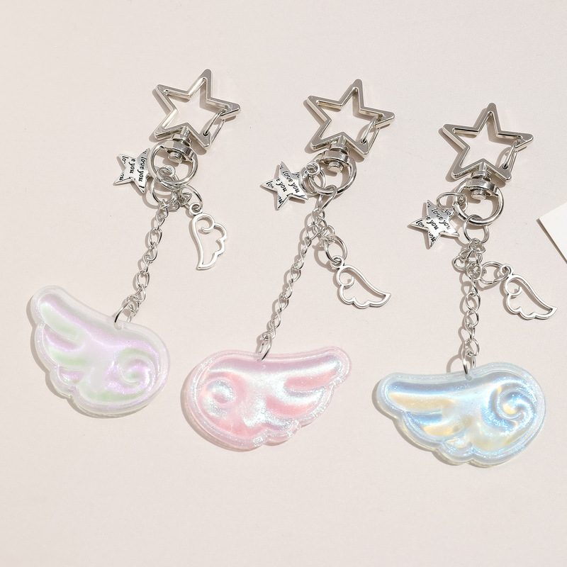 Angel Wings Star Keychain Y2K Sweet Cool Bag Pendant Acrylic Ornament Gift for Best Friends and Friends Angel Wings Star Keychain Y2K Sweet Cool Bag Pendant Acrylic Ornament Gift for Best Friends and Friends