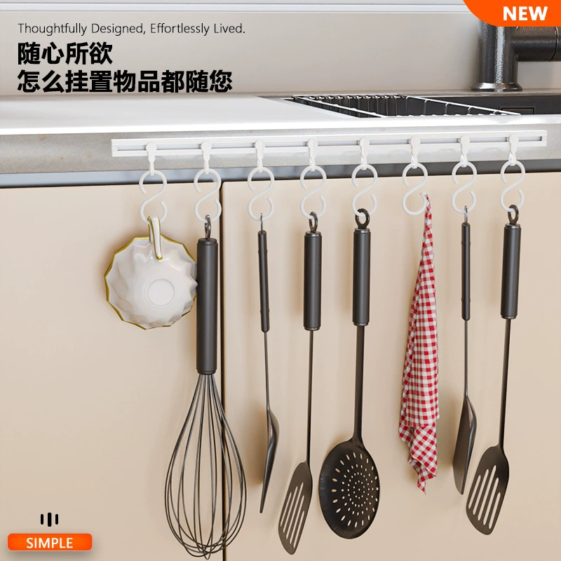 Крючки для раздвижных направляющих для домашнего хранения, клейкие крючки за дверью, рядные крючки без перфорации, однорядная подвесная стойка, раздвижной стержень.