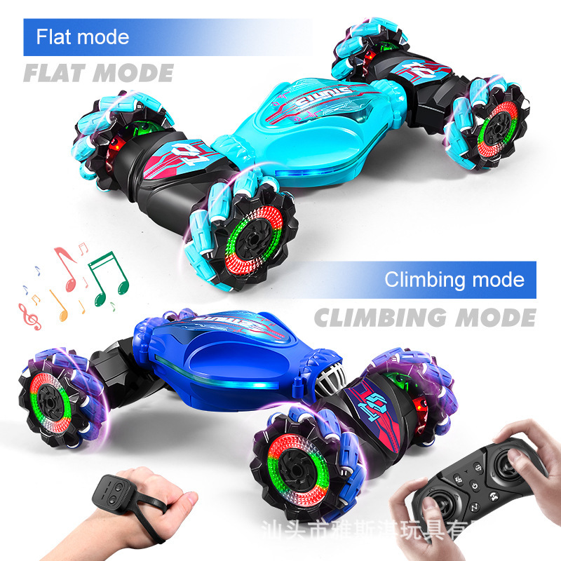 Cross-border New Product Gesture Induction Remote Control Car Stunt Twist Car Light Music One-key Deformation Remote Control Car Toy