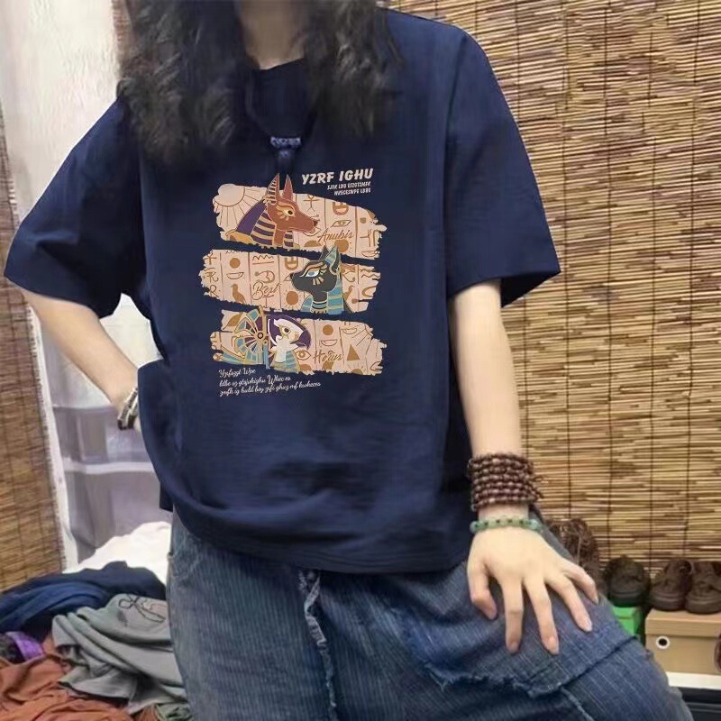 2025 New Cotton Short-sleeved T-shirt Women's Summer American Style Fashion Brand plus size Women's Loose Casual Half-sleeved Top