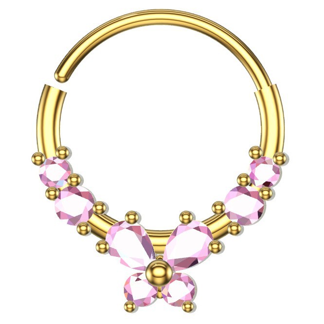 Piercing naso zircone fiocco e orecchie di gatto in rame gioiello_voghion.com