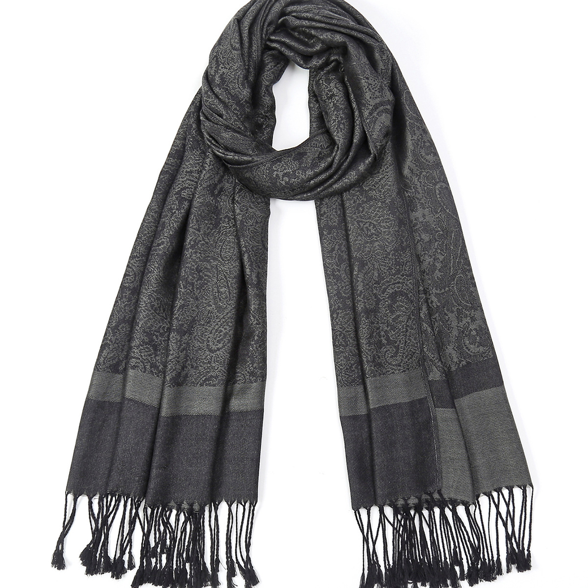Chal pashmina mujer estampado paisley estilo étnico con borlas_voghion.com