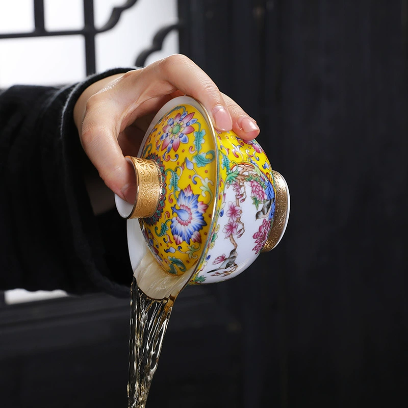 Чайная крышка гурт enamel цвет три-муравейная чаша, одиночная чашка чай чаши с тремя башнями, три башни, чаши