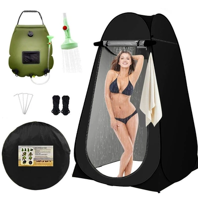 Kempinq və səyahət: Car Toilet for Camping - single-14m-window-black-tent-green-bath-bag