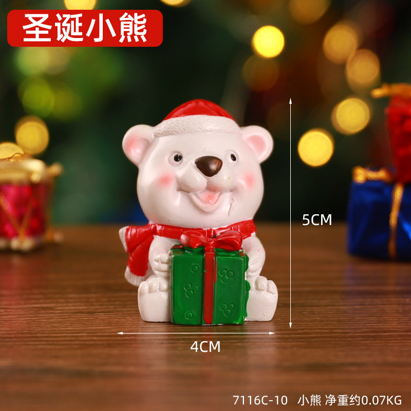 新款圣诞动物小摆件迷你可爱圣诞气氛布置饰品儿童小动物桌面装饰|undefined