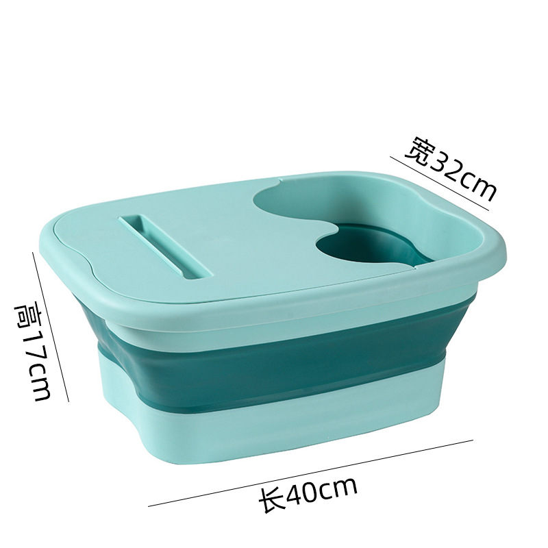 [Baño de pies plegable de silicona gruesa] bañera de pies plegable con tapa Cubo de baño de pies hogar portátil masaje baño de pies
