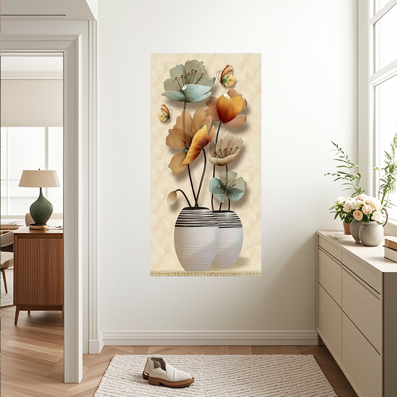 Vintage Butterfly and Flower Pot Oil Painting (1).jpg