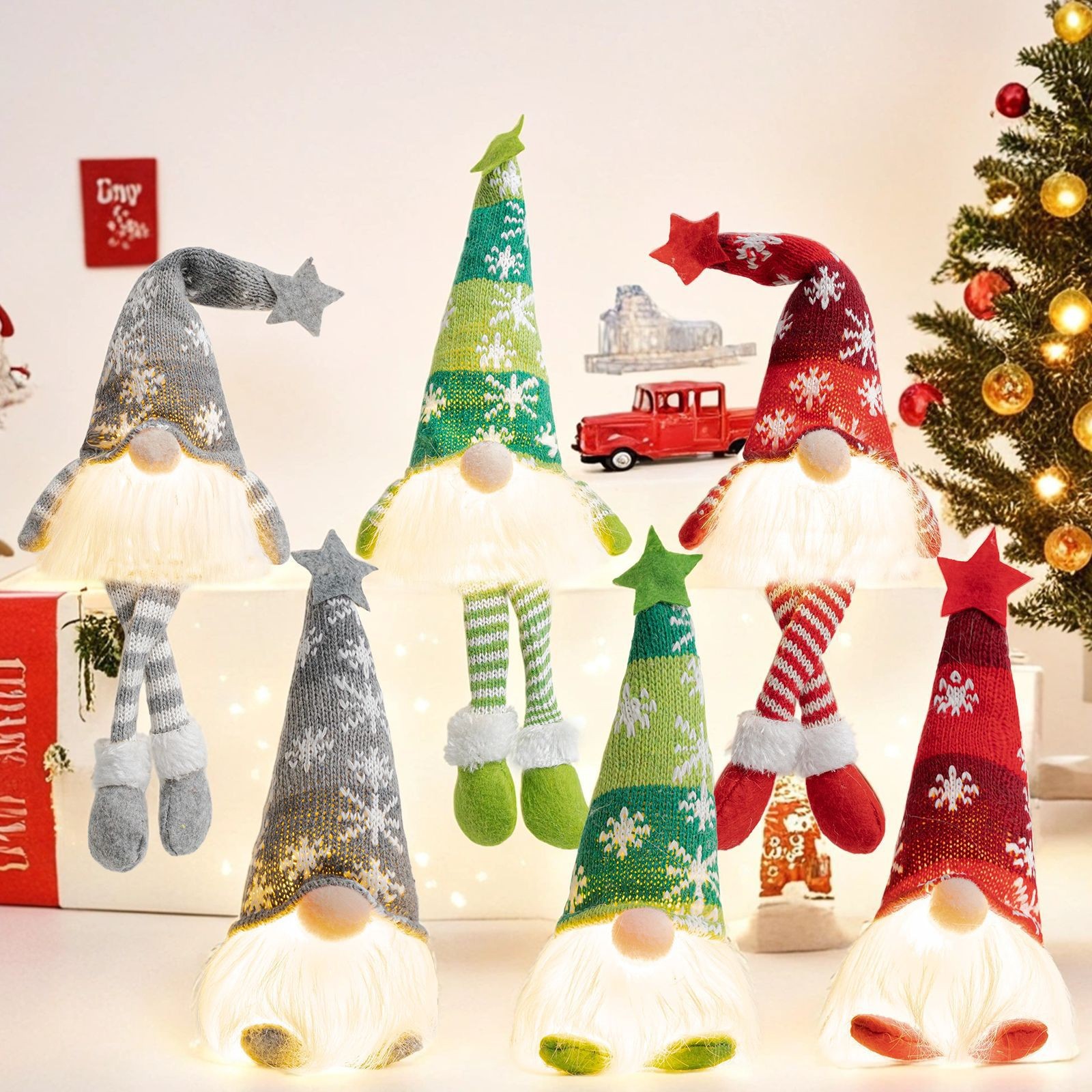 Muñecas de Navidad transfronterizas Gingerbread Man luminoso muñeca sin cara esquinilla adorable muñeca Rudolph decoraciones