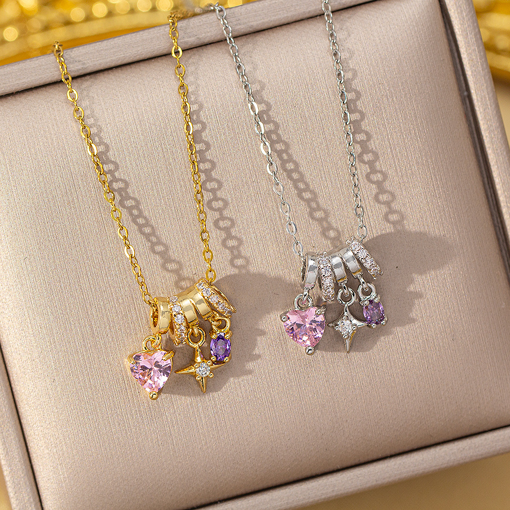 Trendy and Versatile Copper Zircon Tassel Necklace, Light Luxury Niche Women's Fashion Accessory, Non-Fading Clavicle Chain Jewelry