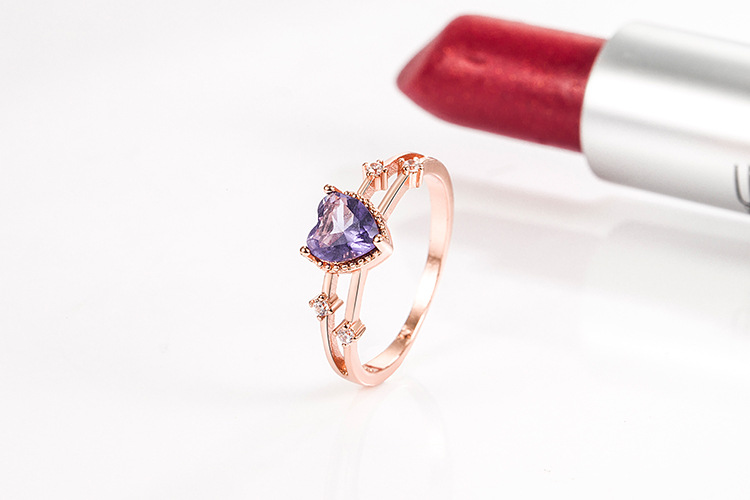 Fashion Heart Shape Copper Plating Inlay Zircon Rings 1 Piece