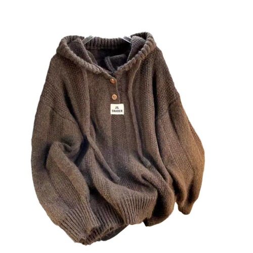 Korean Loose and Lazy Style Hooded Sweatshirt for Women - Spring and Autumn 2024 New Arrival Soft and Thick Drawstring Knit Sweatshirt Trend