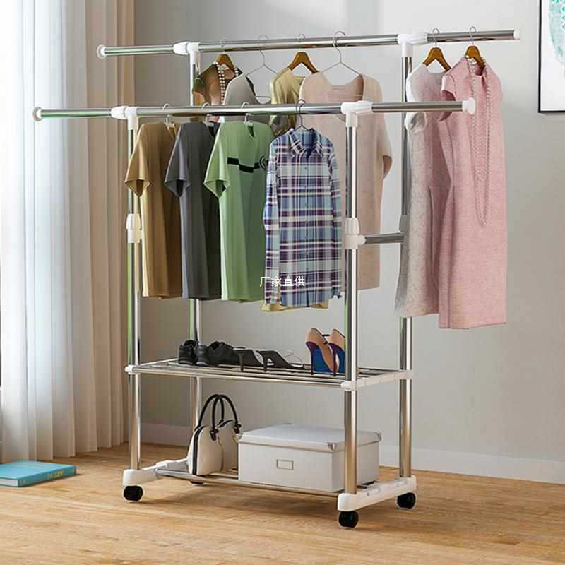 Clothes pole floor folding indoor clothe...