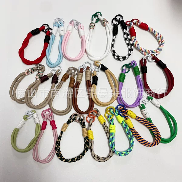 New Maillard dark brown rope phone case pendant drop-resistant men's and women's personalized rope with kettle bag hanging rope