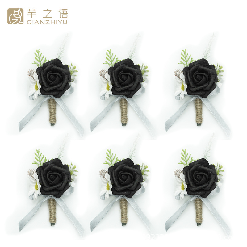 新品亞馬遜同款手工仿真小玫瑰胸花婚禮新娘伴娘歐式迎賓森系批發(fā)