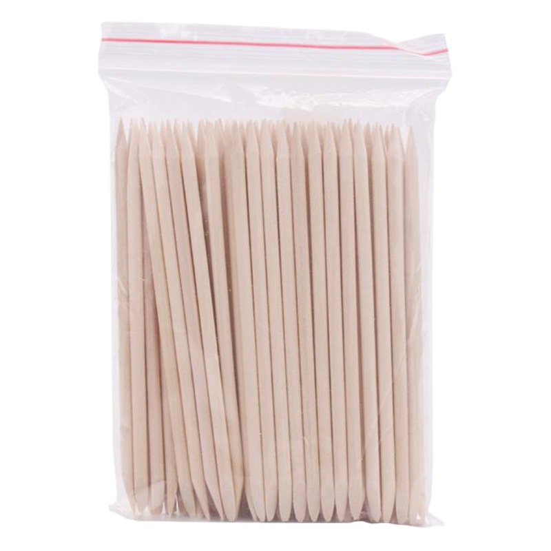 Palillos de Naranjo para Manicura de 11.4 cm 100 Piezas de Madera con Doble Cabezal