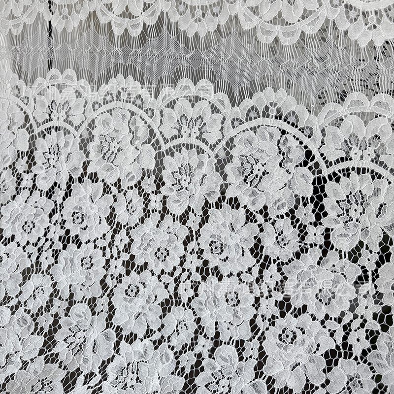 Una pieza de tela de encaje para pestañas de 1,5 m/1,65 m, tela de encaje de color liso estilo europeo y americano para vestidos de manga larga.