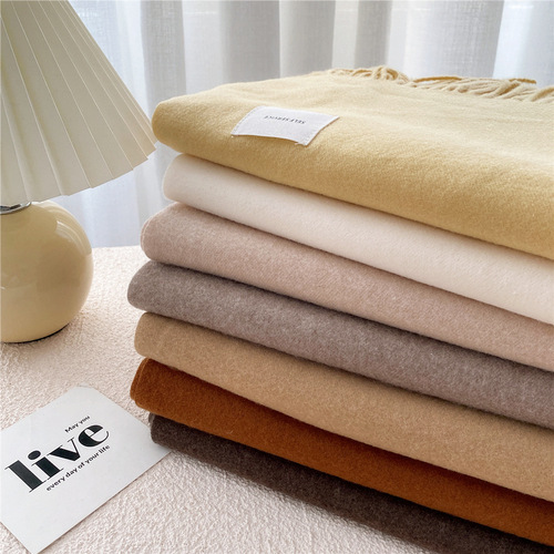 Solid color scarf for female students in winter Korean style thickened warm dual-purpose shawl cute girl imitation cashmere scarf