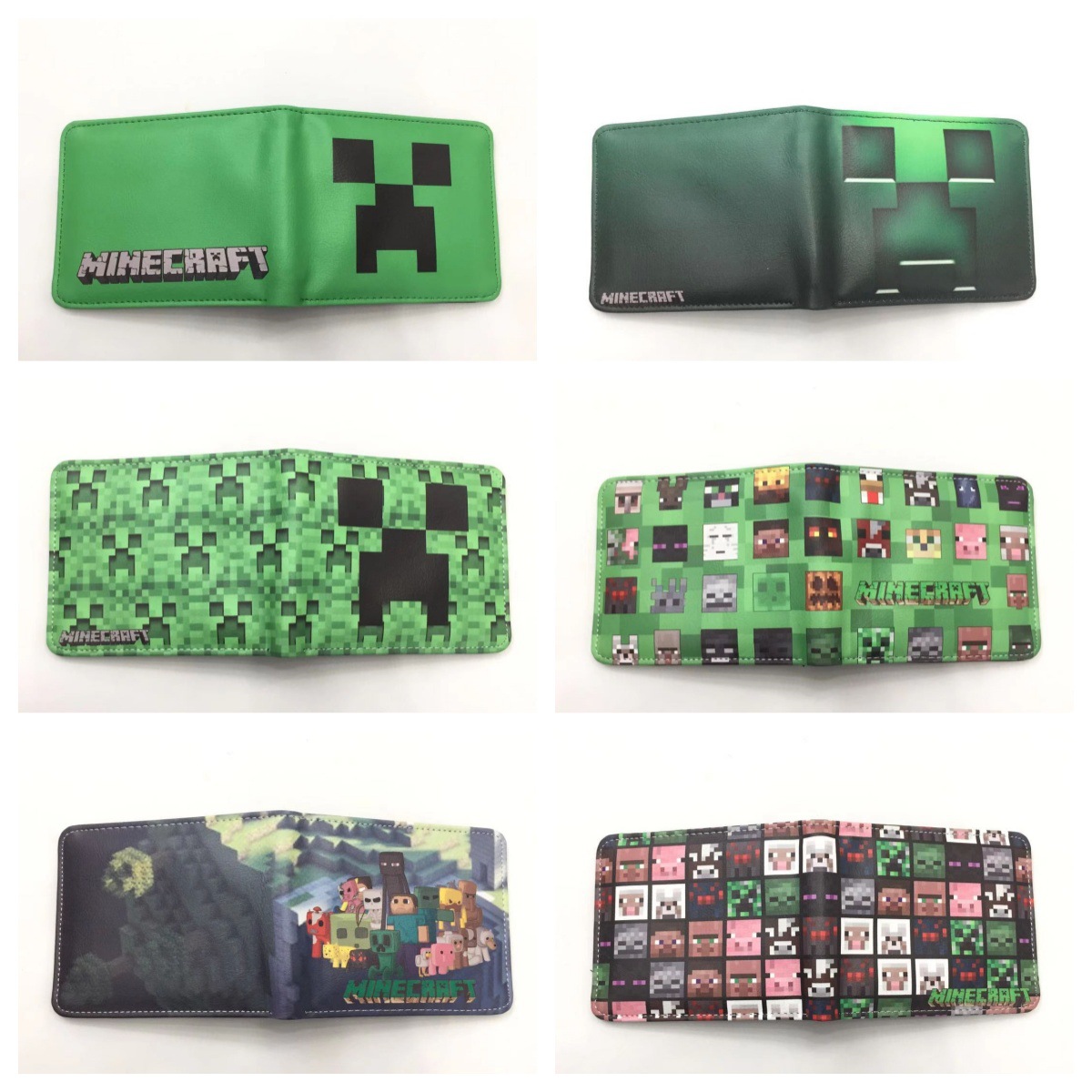 我的世界周边短款钱包 史蒂夫苦力怕彩色印花PU皮零钱包通用钱夹