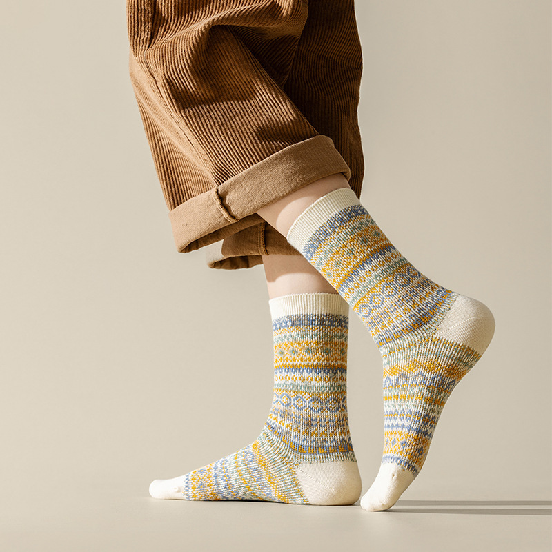 Pack Women Cotton Socks Autumn Winter Warm Socks Thick Knitted Cottage Cozy Crew Soft Socks Ladies Gifts Colorful Fashion