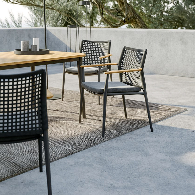 Balcón al aire libre silla de caña ocio patio villa mesa de caña silla jardín al aire libre mesa de té conjunto de muebles combinados