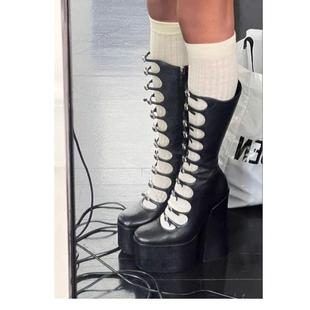 2022 autumn and winter new women's fashion platform 40-43 punk style knee-length cross-border women's boots factory direct sales