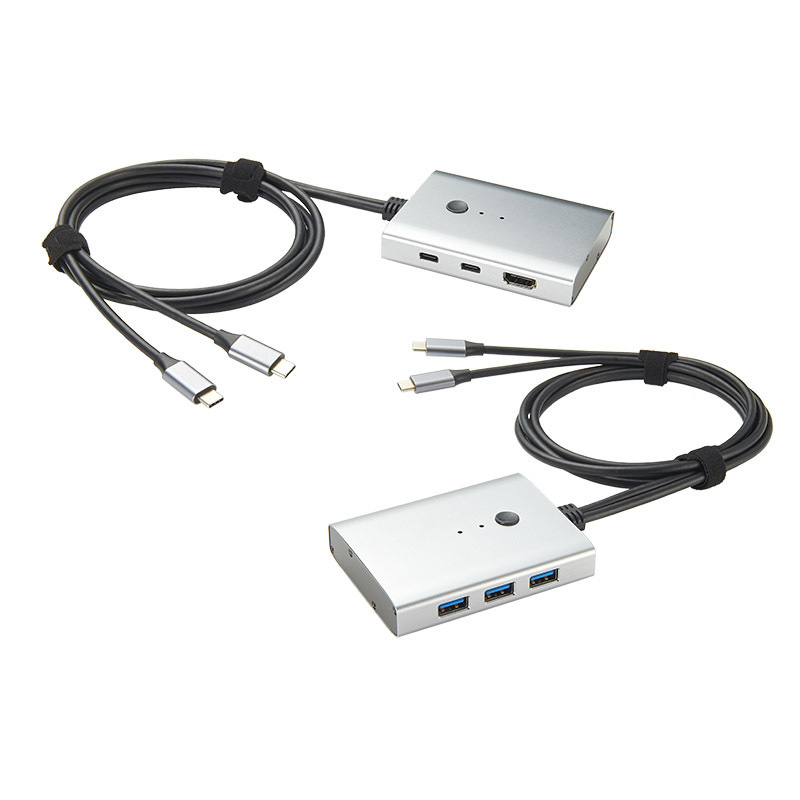 Typec Kvm Switch Two in and One Out Expansion USB Keyboard Mouse Display Sharing HDMI Screen Cutter
