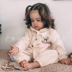 New Danish Children's Homecoming Set Thick Cotton Coat Set Autumn/Winter Baby Warm Cotton Pajamas Fleece Set for Girls