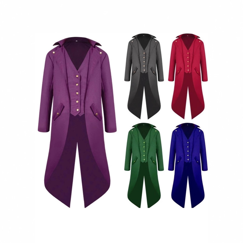 Christmas Wish Amazon New European and American Men's Medieval Clothing Men's Mid-Length Retro Tuxedo Clothing