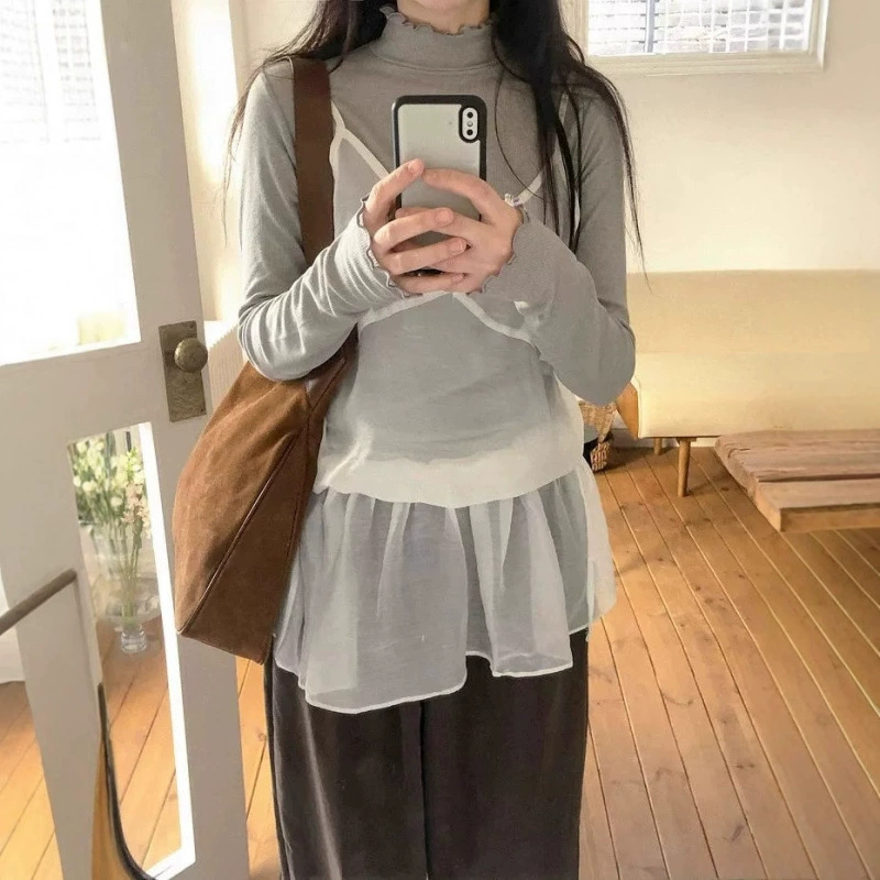 Новое корейское платье-миди с завязками на талии, тонкое, полупрозрачное, многослойное, на бретелях, ранняя весна 2025 года