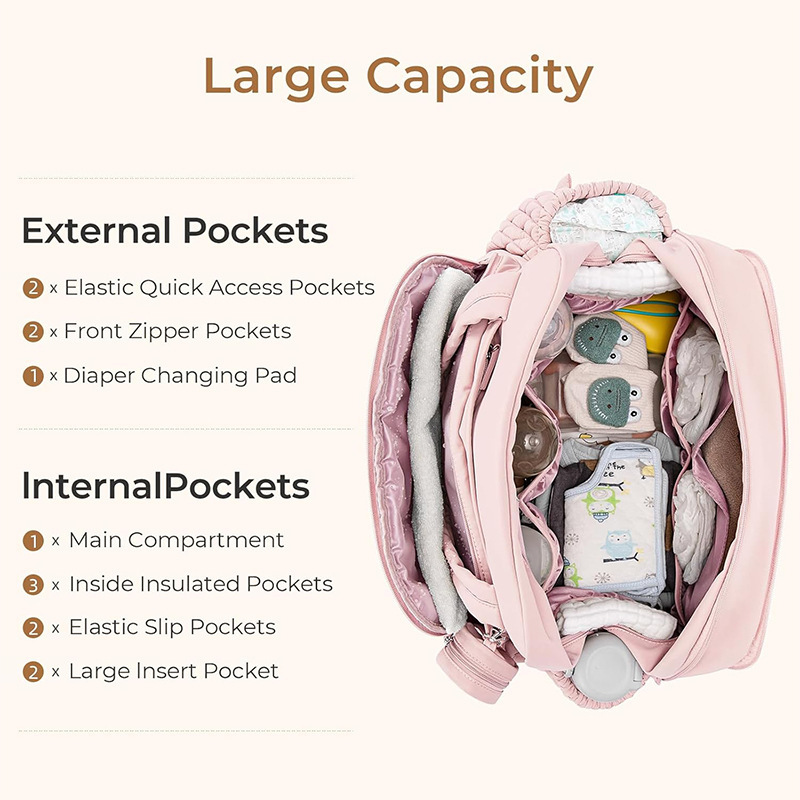 Nuevo bolso de pañales bolso de mano bolso de mamá bolso de pañales de viaje bolso de mensajero bolso de pañales de bebé con caja de chupete