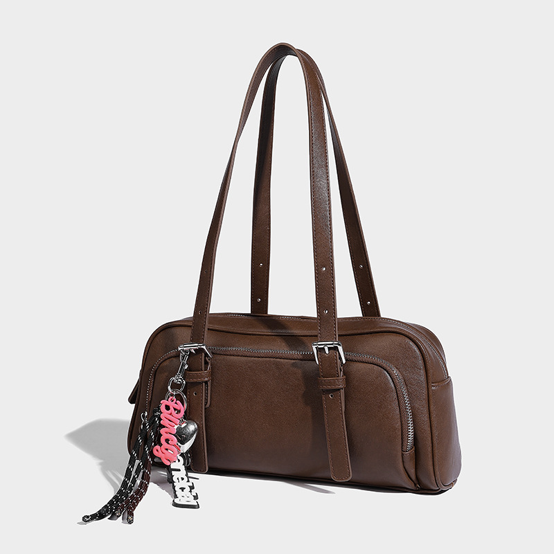 Borsa a tracolla vintage Maillard Underarm da donna, collezione autunno/inverno 2024, modello Niche Baguette con decorazione a lacci, nuova borsa a mano._voghion.com