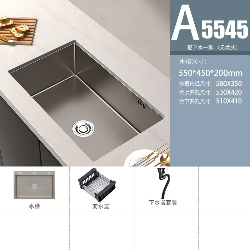 lavabo de verduras gris de pistola 304 gran fregadero de acero inoxidable fregadero de cocina mano nano lavabo lavabo lavabo