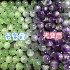 跨境光变树脂圆珠散珠手工 DI 串珠饰品配件遇光变色创意手作材料