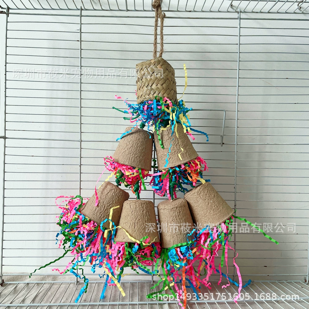 Игрушка-Попугай Игрушка птица бумажный стаканчик ладонь тканая игрушка для укуса бумажная проволока для рисования тянуть игрушка сбрасывая душную игрушку