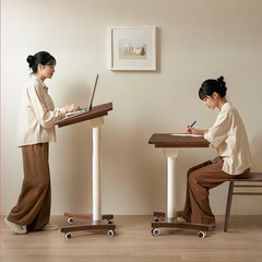 木の昇降コンピュータの机は移動可能です。