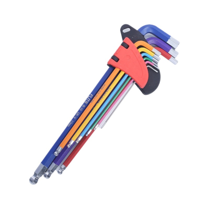 Forte llave hexagonal de color de grado industrial Cabeza de bola de acero al cromo-Vanadio flor de ciruelo arroz de longitud media alargada plegable multiusos