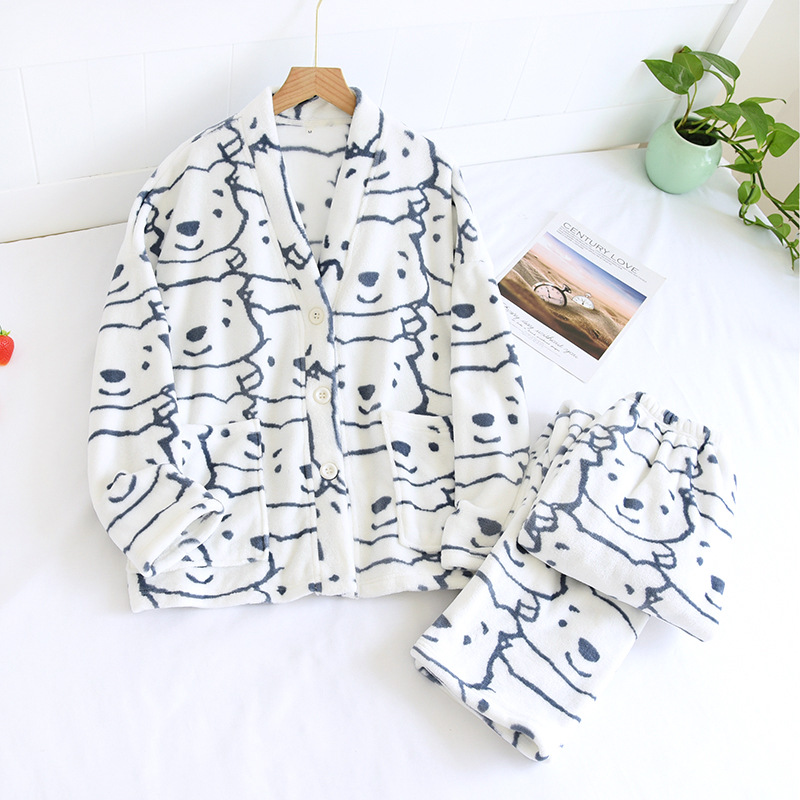 HMMホワイトベアーVネックフランネルパジャマ