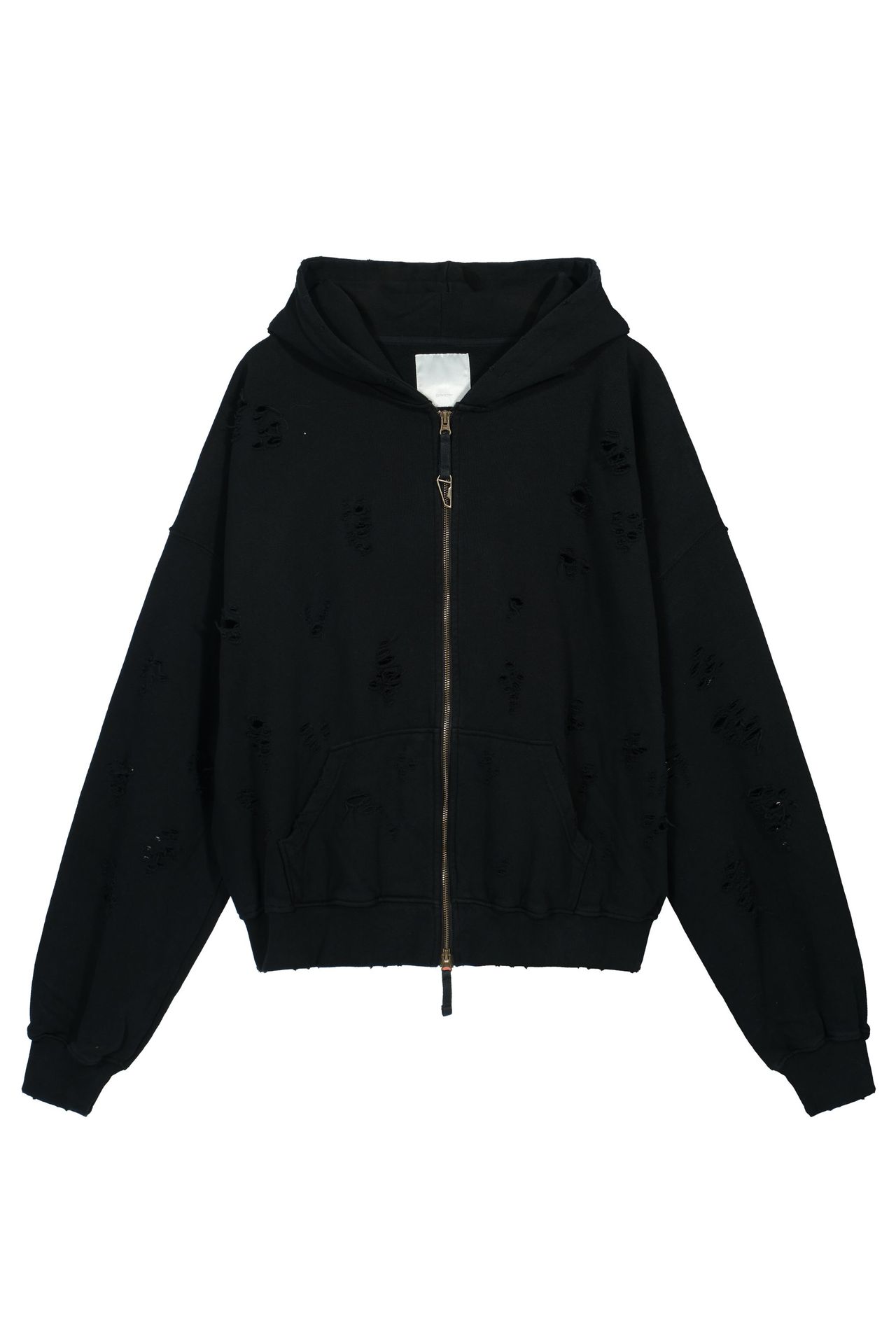 Estilo coreano Undermycar 23 Otoño e Invierno Terry apenado destruyó tirar de color sólido los hombres y las mujeres misma cremallera suéter con capucha