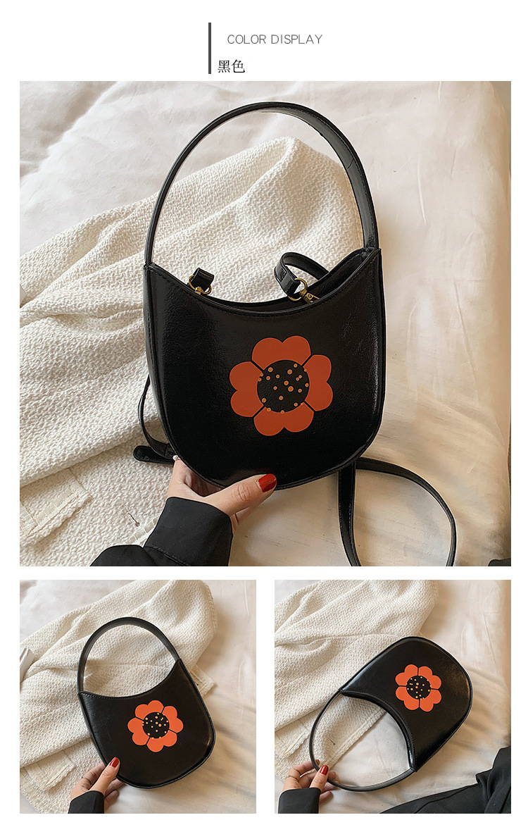 Handtasche Mit Retro-blumen-kontrastfarbdruck display picture 12