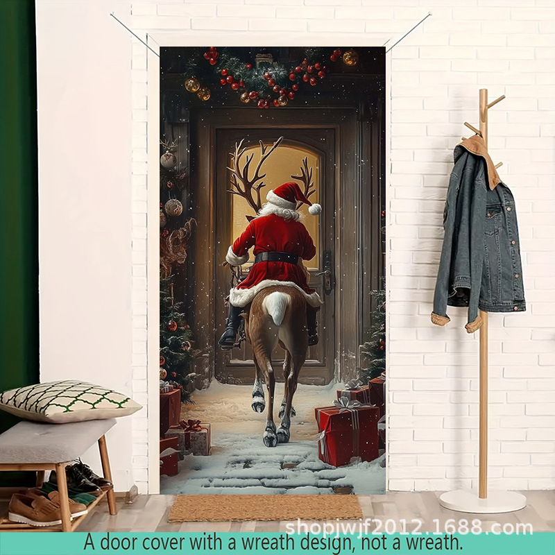 TEM Amazon transfronterizo nueva decoración de la cubierta de la puerta de Navidad rojo Santa Claus regalo cubierta de la puerta ambiente festivo fiesta