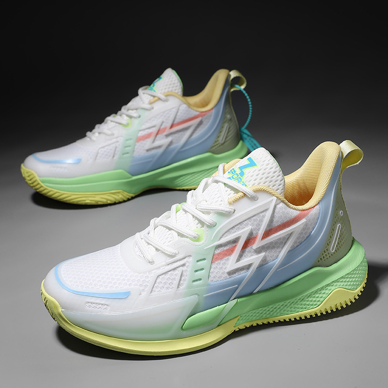 White demi-season basketball shoes with depreciation for men and…