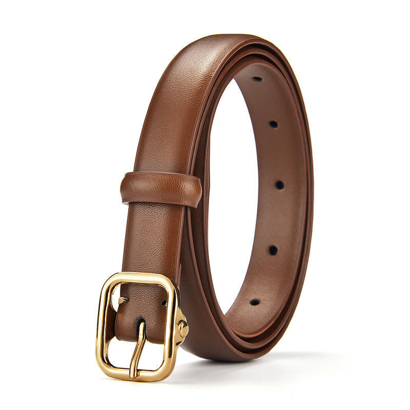 Cinturón de estilo coreano de las mujeres de textura retro camisa de vestir pantalones de moda hebilla de oro cinturón decorativo Delgado