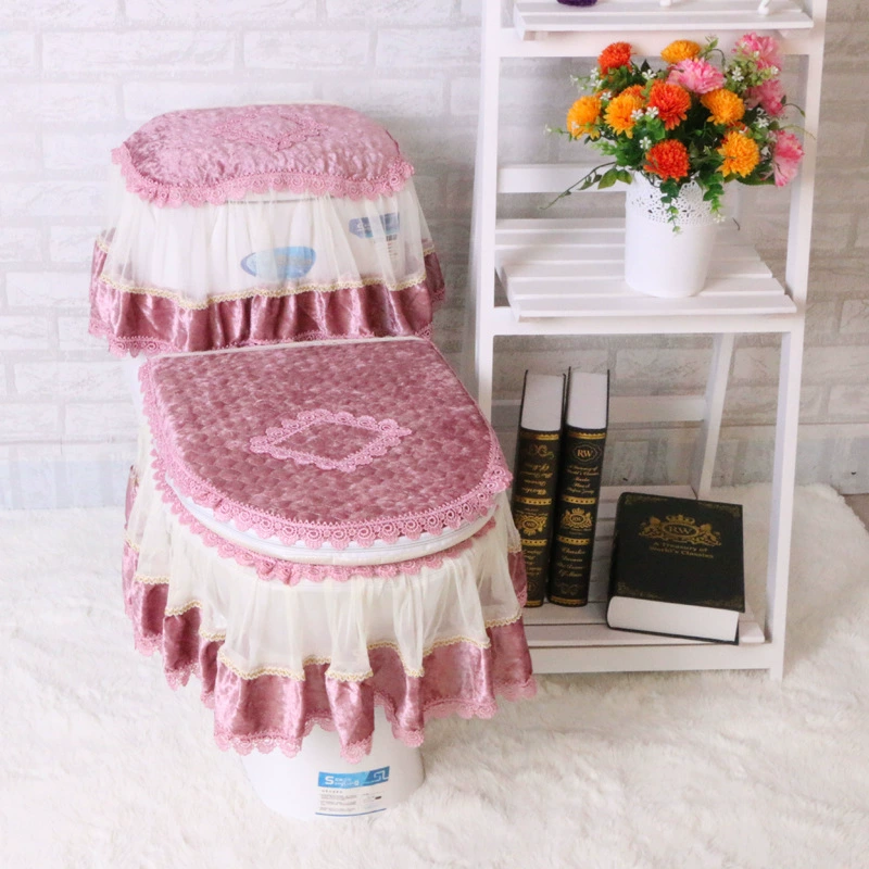 Подушка для унитаза Набор из трех частей Универсальная подушка для унитаза Four Seasons Подушка для унитаза на молнии Крышка резервуара для воды Крышка для туалетной петли