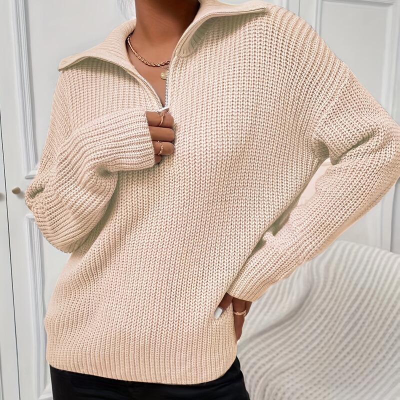 Autumn and Winter Knitted Sweater V-Neck Long-Sleeve Women's Ribbed Fashion Plus-Size Casual Versatile Cross-Border Hot Sale