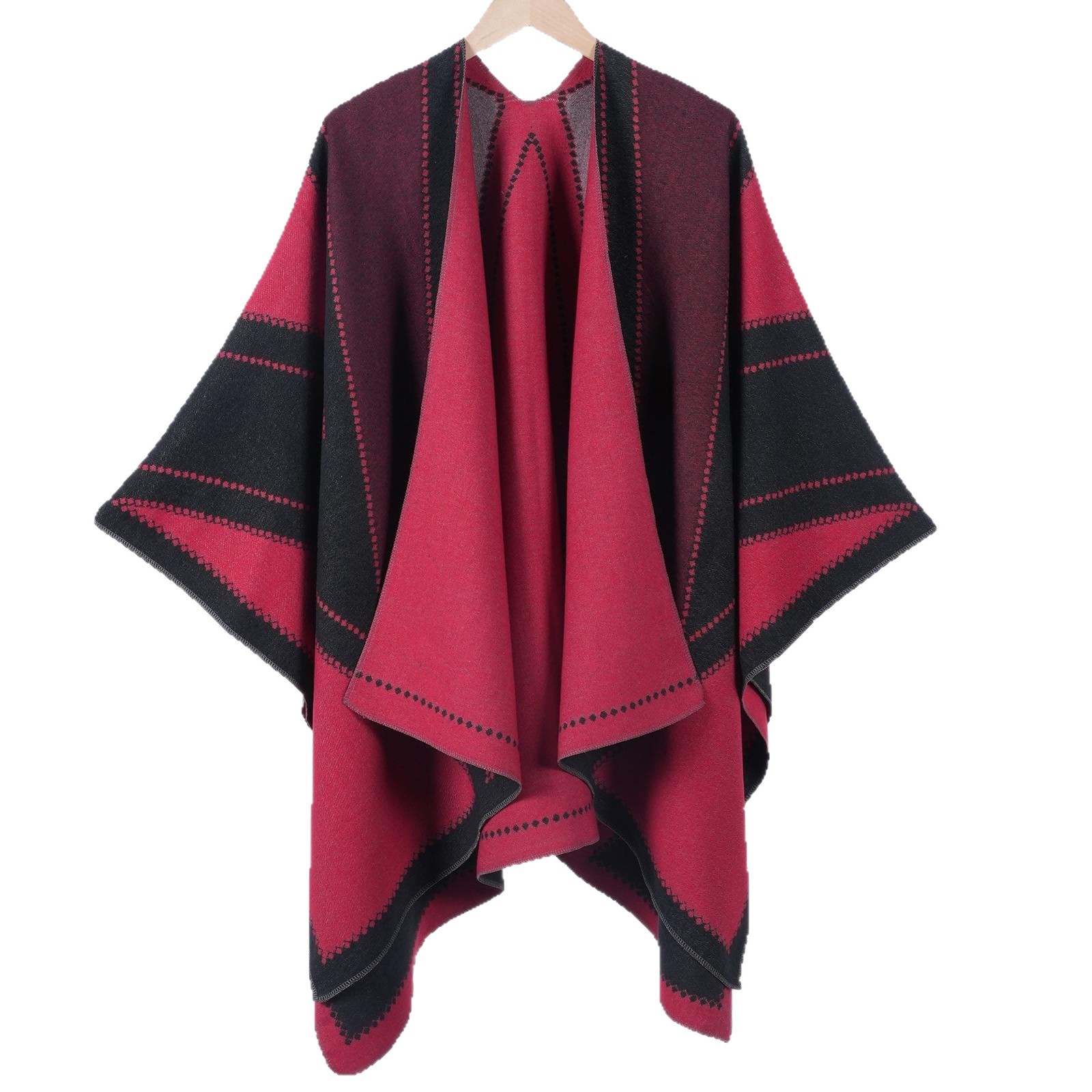 Chal capa para mujer, elegante poncho de falso cachemir con corte_voghion.com